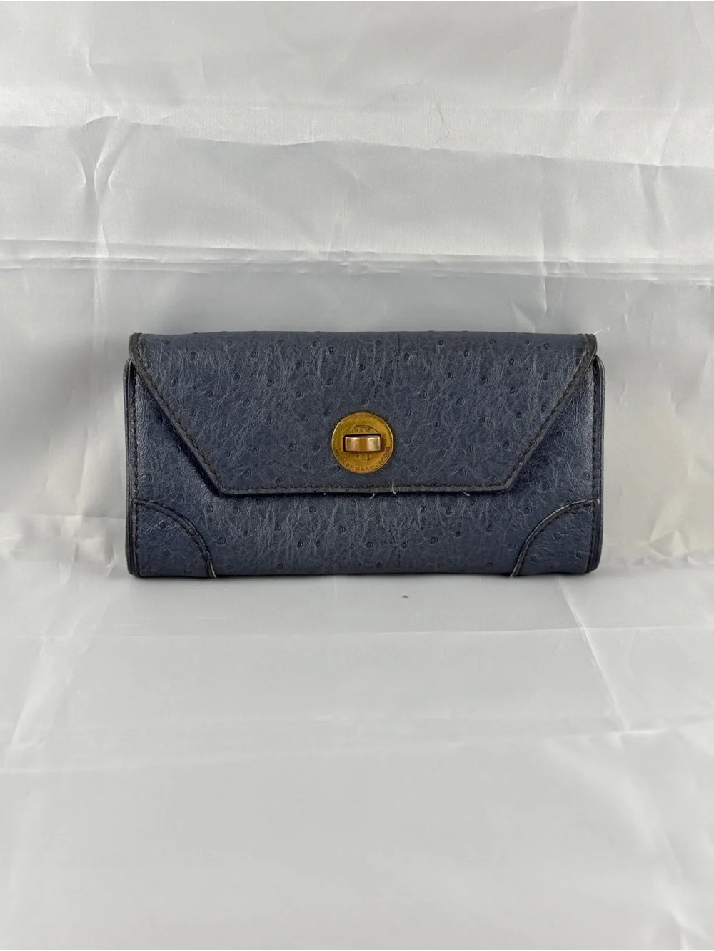 Marc by Marc Jacobs Navy Ostrich-Embossed Leather Trifold Wallet